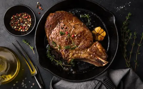 Soczysty stek wołowy w patelni, z czosnkiem i ziołami. Idealny przepis na stek wołowy.